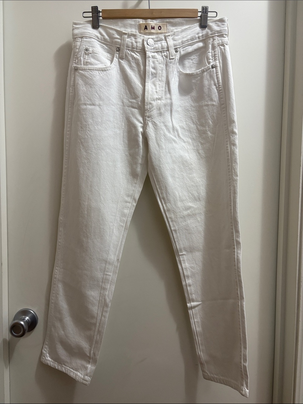 AMO Men's White Slim Straight Jeans